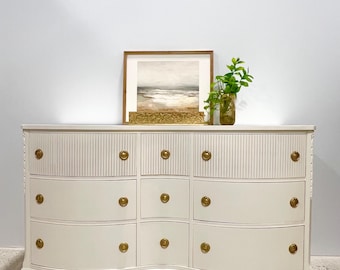 SOLD | Mid-Century Modern White Dresser: 9-Drawer MCM Sideboard