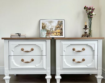 SOLD | MCM Nightstands: American of Martinsville White End Tables