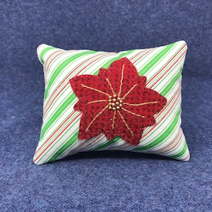 Kit; sweet poinsettia ornament or bowl filler wool applique kit wool felt pattern penny rug