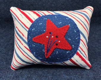 Kit; fun patriotic star bowl filler wool applique kit wool felt pattern penny rug