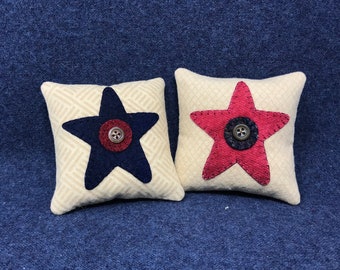 Kit; fun patriotic star bowl filler wool applique kit wool felt pattern penny rug