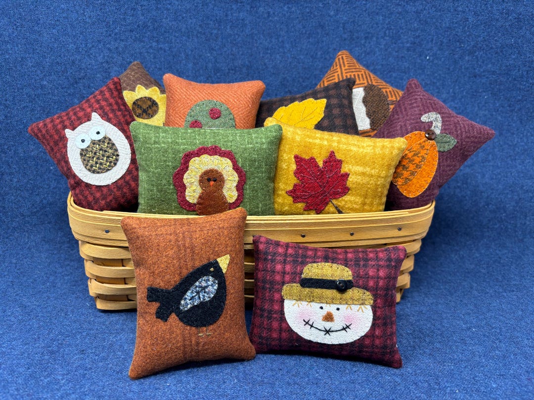 Kit; Ultimate Set of Fall Bowl Fillers Wool Applique Kit Pattern Penny ...