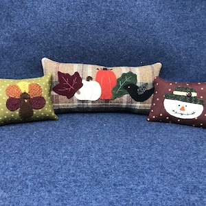 Kit; lovely collection of fall pillows, wool applique kit penny rug wool felt pattern