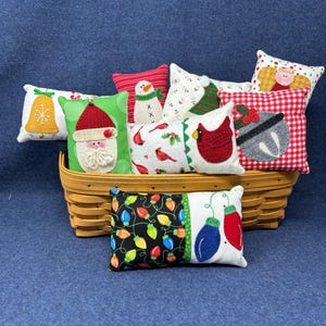 Kit; sale collection of Christmas bowl fillers wool applique kit wool felt pattern penny rug