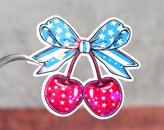 American cherry sticker, Aesthetic girly decoration, American love, Coquette vibe, Waterproof decal, Soft girl era, Pretty cherries