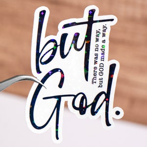 Pero Dios calcomanía, No había manera pero Dios hizo una calcomanía de camino, Decoración cristiana de Jesús Dios, Decoración de texto minimalista con guión, Impermeable