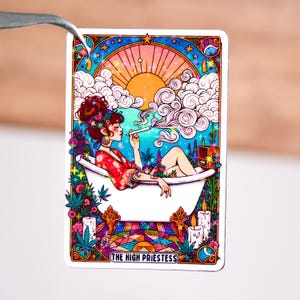 Adesivo da Alta Sacerdotisa, Adesivo engraçado de carta de tarô, Adesivo para adulto, Citação de humor adulto, À prova d'água, 3 a 8 polegadas, 420 cannabis witchy