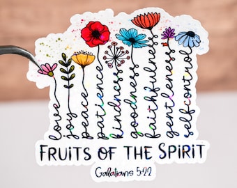 Fruits of the spirit sticker, Galatians 5:22, love, joy, peace, forbearance, kindness, goodness, faithfulness decal, Christina Bible decor