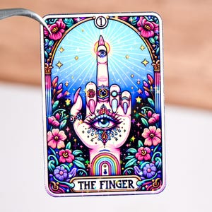 Pegatina de la carta del tarot del dedo, pegatina con vibra de bruja, calcomanía respetuosa, cita divertida para adultos, impermeable, regalo para mujeres y niñas, humorístico