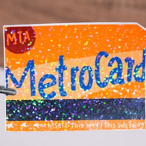 Adesivo de cartão de metrô, adesivo de Nova York, à prova d'água, brilhante ou holográfico, 3 a 9 polegadas, decalque de Nova York, cidade de Nova York, decalque de maçã grande, viagem