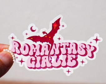 Romantasy girlie sticker, Book lover gift, Bookish sticker, Kindle sticker, Bookish merch, Smut reader, Reading gift, Waterproof, A1016