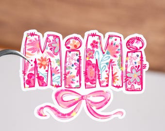 Mimi bow tie sticker, Gift for grandma, Coquette mama, Cool mom club, Funny sticker, Mother decal, Waterproof, Pregnancy announcement