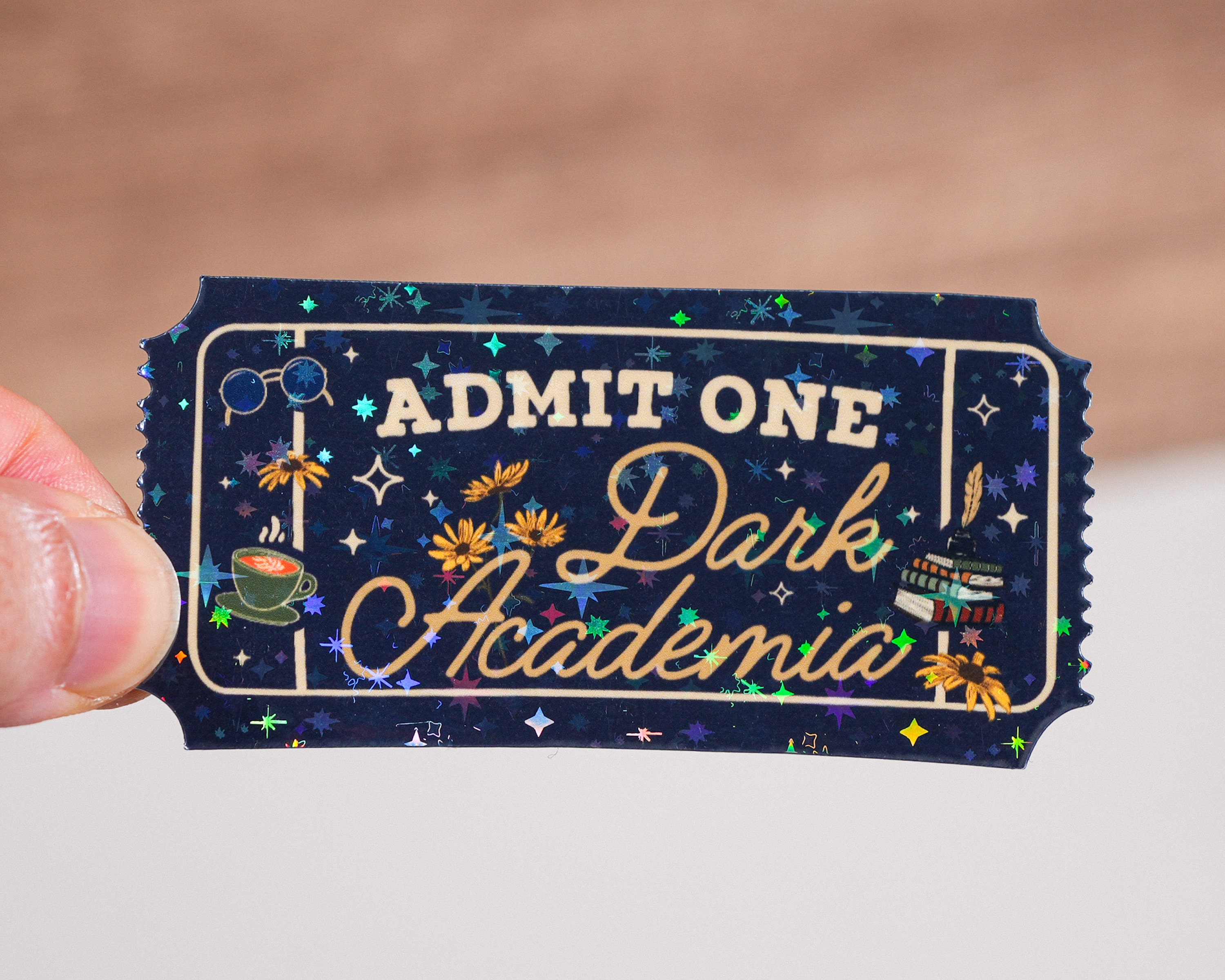 Admit One Dark Academic Ticket Sticker, Kindle Bookish Sticker, Book ...