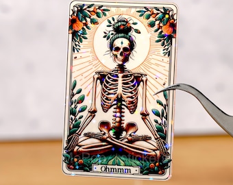 Yoga Ohmmm tarot card sticker, Nature lover spiritual collection, Waterproof, Yoga instructor, Water bottle vinyl decal, Pilate enthusiasts
