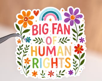 Big fan of human rights sticker, Waterproof, Democrat laptop decal, Liberal anti fascist water bottle decor, Political leftist quote