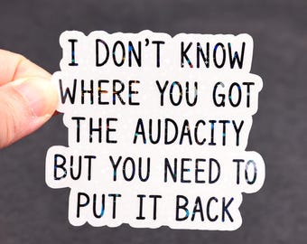 I don't know where you found the audacity but you need to put it back sticker, Minimalist aesthetic humor quote decor, Waterproof fun gift