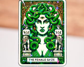 The feminine gaze tarot card sticker, Feminist sticker, Women empowerment decal, Waterproof, Inspirational gift, Fun motivational quote
