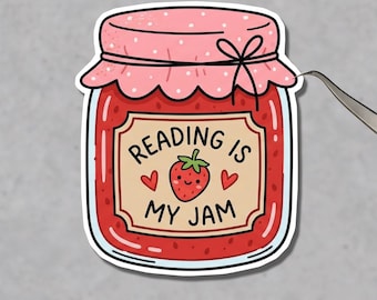 Reading is my jam Kindle sticker, Book sticker, Bookish decoration, Book tok decal, School librarian literacy gift, Fun cute aesthetic