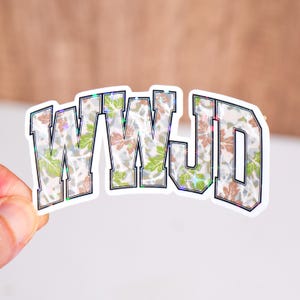 WWJD sticker, What would Jesus do sticker, Christian girly decal, Interesting religious gift, Funny Eater decoration, Aesthetic bible verses