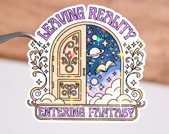 Leaving reality entering fiction sticker, Kindle sticker, Bookish booktok decal, Book lover reader reading bookworm gift, Waterproof