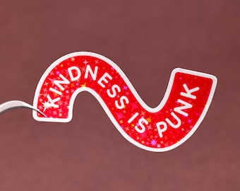 Kindness is punk sticker, Vintage style quote for her, Kids positivity gift, Waterproof, Daily reminder, Aesthetic decoration
