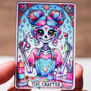 O adesivo de cartão de tarô do artesão, decalque à prova d'água, presente feito à mão para amantes, 2 a 9 polegadas, decoração sarcástica de esqueleto de caveira, decoração engraçada, moderno