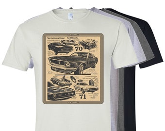Ford Mustang 1970 1971 Classic Muscle Car Shirt - Vintage Inspired Design Graphic Tee, Mach 1, Shelby Mustang Cobra, Car Lover Gift