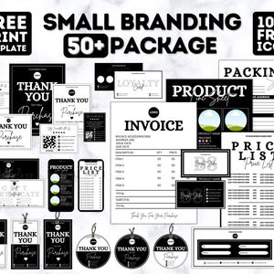 50+Mega Business Branding Paket Bundle Canva Vorlagen, Packzettel Rechnung Vorlage Bundle, Preisliste, Visitenkarte Sofort Download