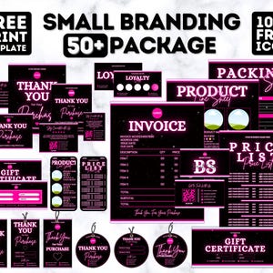 50+Mega Business Branding Paket Bundle Canva Vorlagen, Packzettel Rechnung Vorlage Bundle, Preisliste, Visitenkarte Sofort Download
