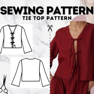 Front Tie Top Pattern | Summer Top Pattern | Blouse Pattern | Sewing Pattern Women | Top Pattern | Easy Top Beginner Pattern Front Tie Top