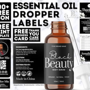 Editable Product Label, Custom Label Template, Stylish Dropper Essential Oil Label Design, DIY Label Bottle Label,1oz 2oz 4oz Label,Download