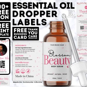 Editable Product Label, Custom Label Template, Stylish Dropper Essential Oil Label Design, DIY Label Bottle Label,1oz 2oz 4oz Label,Download