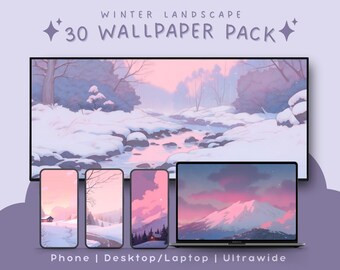 Winter landscape wallpaper bundle winter holiday wallpaper snow covered tree winter scenery whimsical wallpaper winter backgrounds xmas