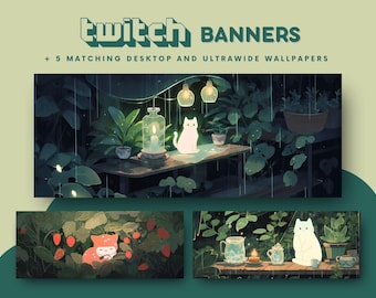 Moody cats twitch banner for streaming cute cat dark aesthetic cats banner high-quality stream banners stream backgrounds twitch backgrounds