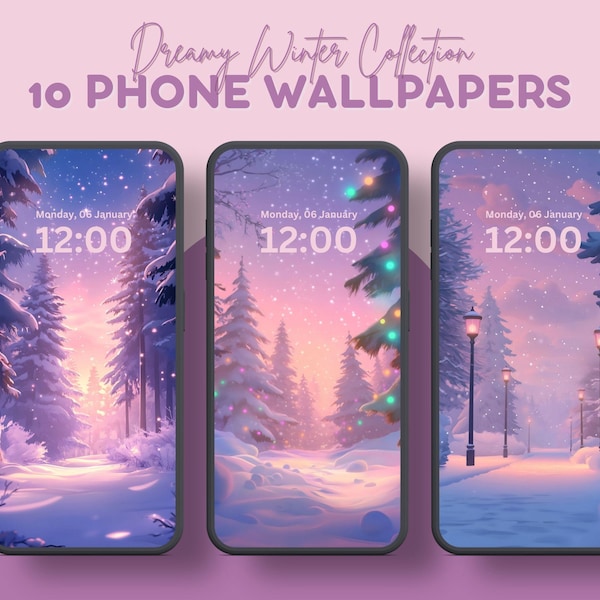 Fondo de pantalla navideño invernal de ensueño para iPhone, fondos de pantalla navideños elegantes, fondo de pantalla para Android, fondo de nieve, protector de pantalla para teléfono, fondo de pantalla caprichoso