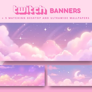 Dreamy clouds twitch banner pastel sky streaming banner cozy twitch lofi aesthetic anime stream banners lofi twitch banner ghibli aesthetics