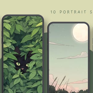 Papier peint vert matcha, papier peint matcha, papier peint chat noir, papier peint tulipe, amoureux du matcha, fond vert clair, esthétique verte image 2