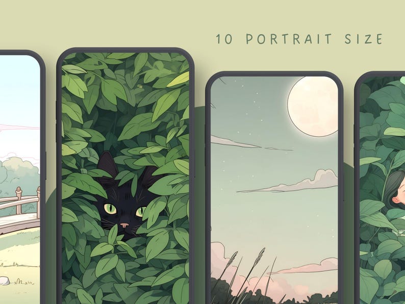 Papier peint vert matcha, papier peint matcha, papier peint chat noir, papier peint tulipe, amoureux du matcha, fond vert clair, esthétique verte image 2