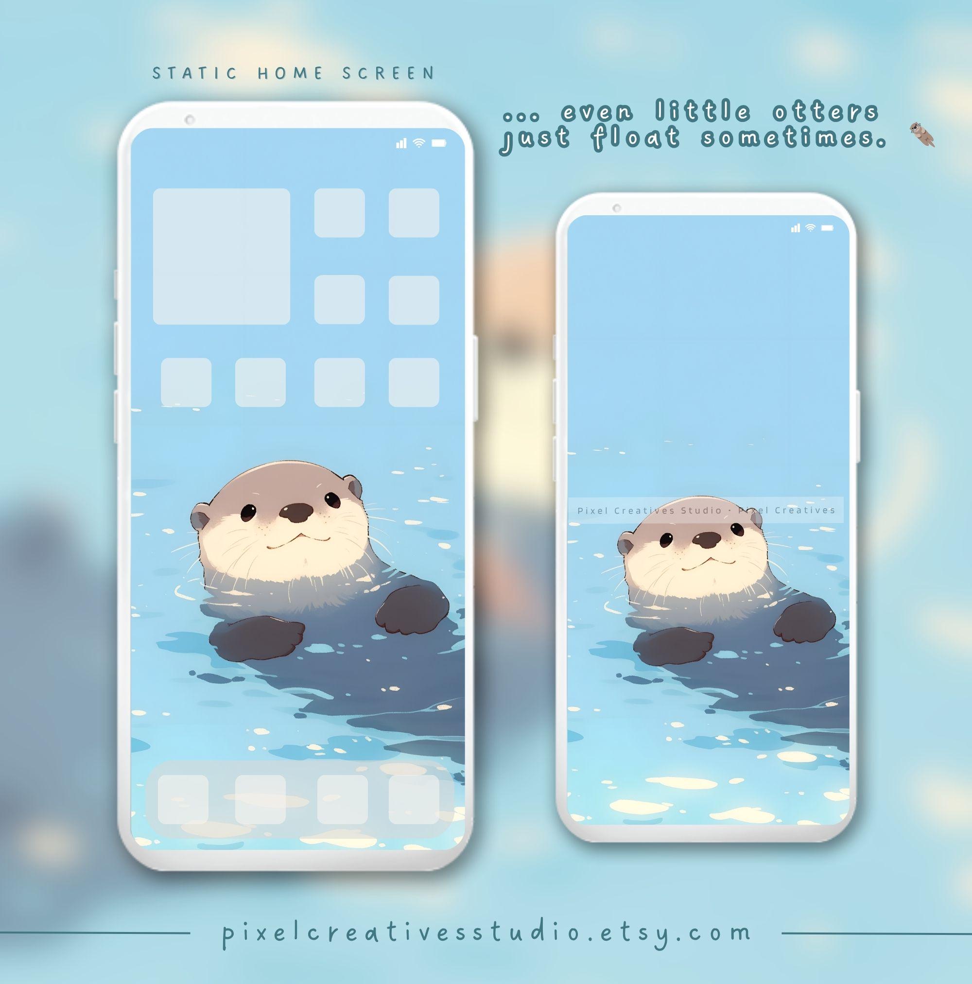 Cute Otter Wallpaper Animated Lock Screen Cozy Anime Floating Otter ...