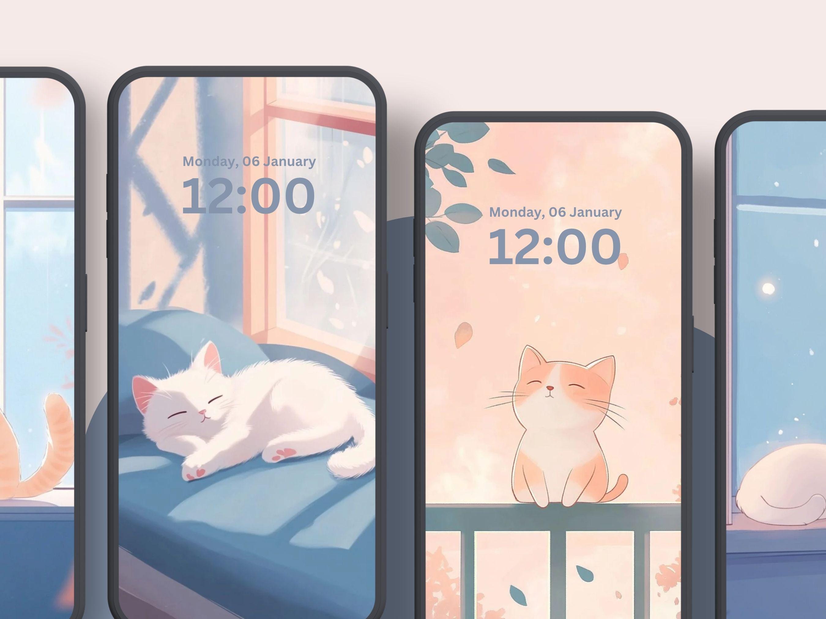 Pastel Cats Phone Wallpaper Kawaii Cats Wallpaper Cute Cat Kawaii ...