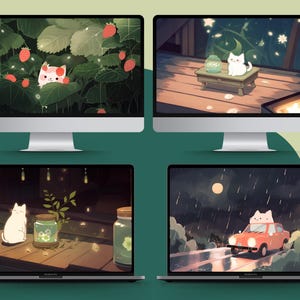 Moody Cats Wallpaper Bundle Cute Cats Wallpaper Set Kawaii Wallpaper ...