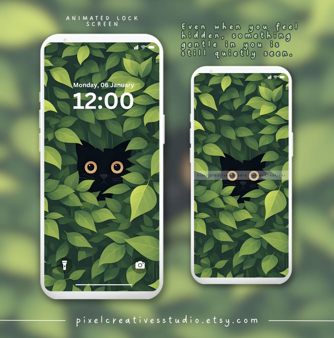 Kawaii Black Cat Wallpaper Animated Lock Screen Live Phone Wallpaper ...