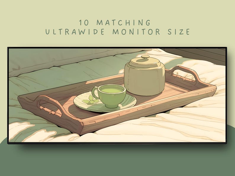 Papier peint vert matcha, papier peint matcha, papier peint chat noir, papier peint tulipe, amoureux du matcha, fond vert clair, esthétique verte image 7