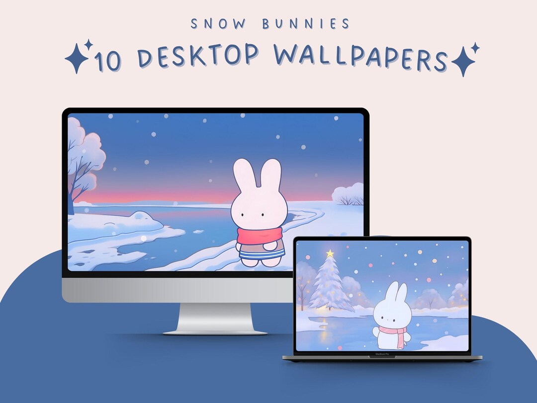Blue Rabbit Desktop Snow Bunnies Laptop Wallpaper Kawaii Bunny Rabbit Desktop Background ...