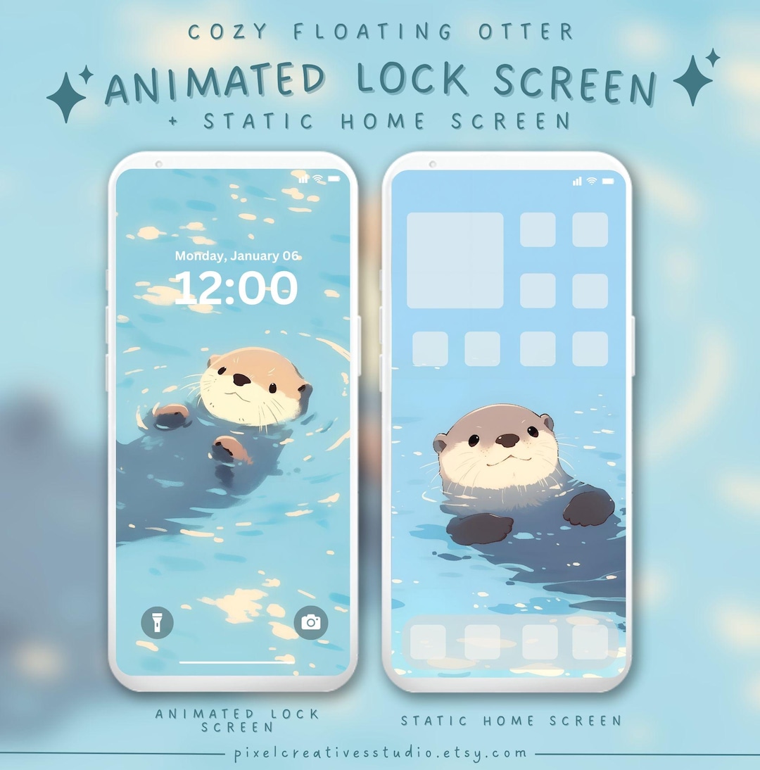 Cute Otter Wallpaper Animated Lock Screen Cozy Anime Floating Otter ...