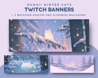 Kawaii winter cats twitch banner stream banner winter cat banner kawaii cat holiday twitch banner cozy cat banner streaming banner ghibli