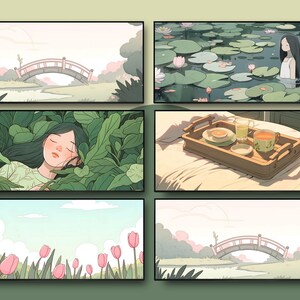 Papier peint vert matcha, papier peint matcha, papier peint chat noir, papier peint tulipe, amoureux du matcha, fond vert clair, esthétique verte image 9