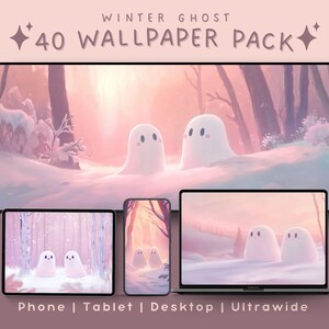 Winter ghost wallpaper bundle winter wallpaper cute christmas ghost spooky christmas wallpaper 4k wallpaper holiday wallpaper lofi wallpaper