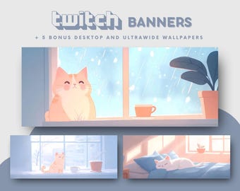 Pastel cats twitch banner kawaii twitch banner lofi twitch banner lofi cat stream banner twitch background cozy twitch ghibli twitch banner