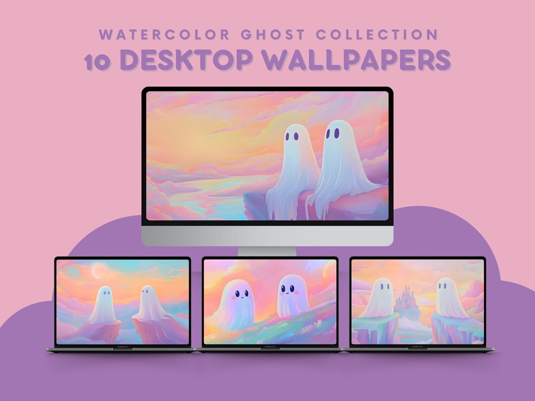 Watercolor Ghost Desktop Wallpaper Ghosts Wallpaper Halloween Wallpaper
